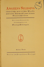 Angelus Silesius: sämtliche poetische Werke und eine Auswahl aus seinem Streitschriften