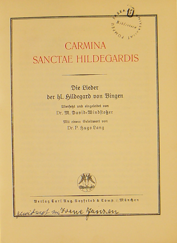 Hildegarda, Santa / Carmina sanctae Hildegardis