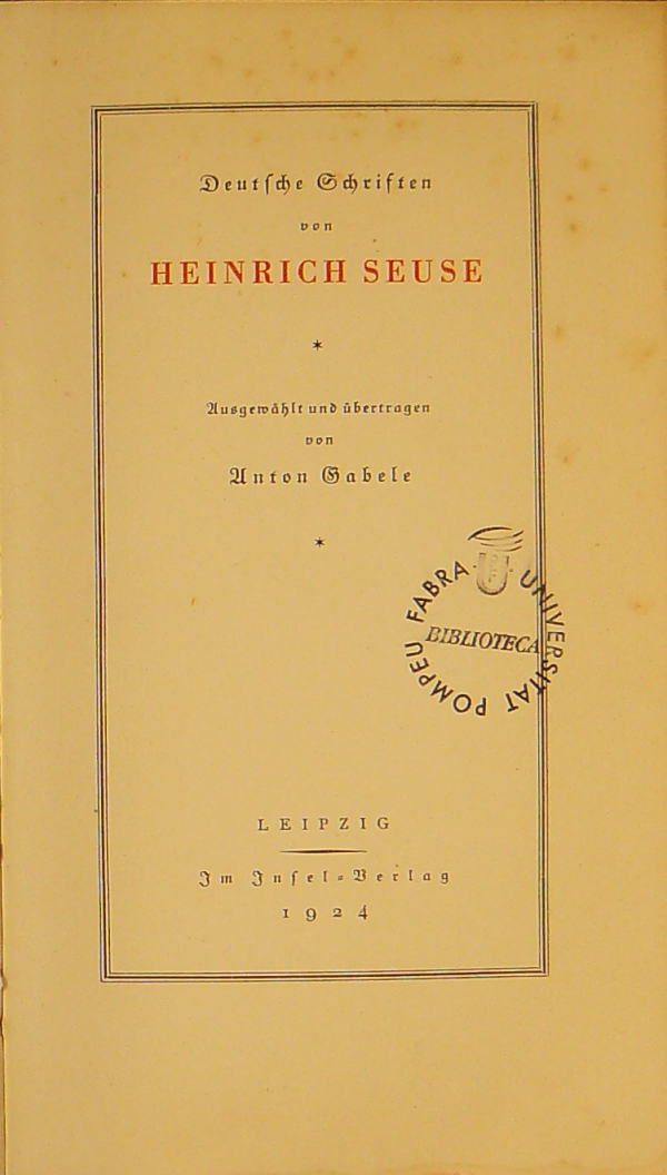 Seuse, Heinrich / Deutsche Schriften