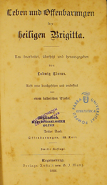 Brígida de Suècia, santa / Leben und Offenbarungen der heiligen Brigitta
