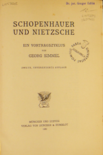 Simmel, Georg / Schopenhauer und Nietzsche