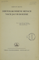 Benz, Ernst / Der Vollkommene Mensch nach Jacob Boehme