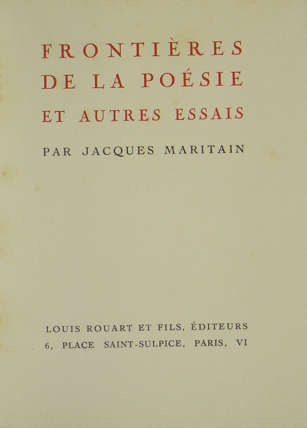 Maritain, Jacques / Frontières de la poésie et autres essais