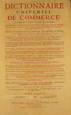 Dictionnaire universel de commerce