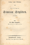 Coberta del llibre Leben und Wirken des heiligen Simeon Stylites, de Pius Zingerlie, edició del 1900