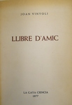 Coberta del Llibre d'amic, de Joan Vinyoli