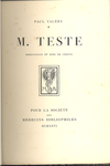 Coberta del llibre Monsieur Teste, de Paul Valéry, de 1926